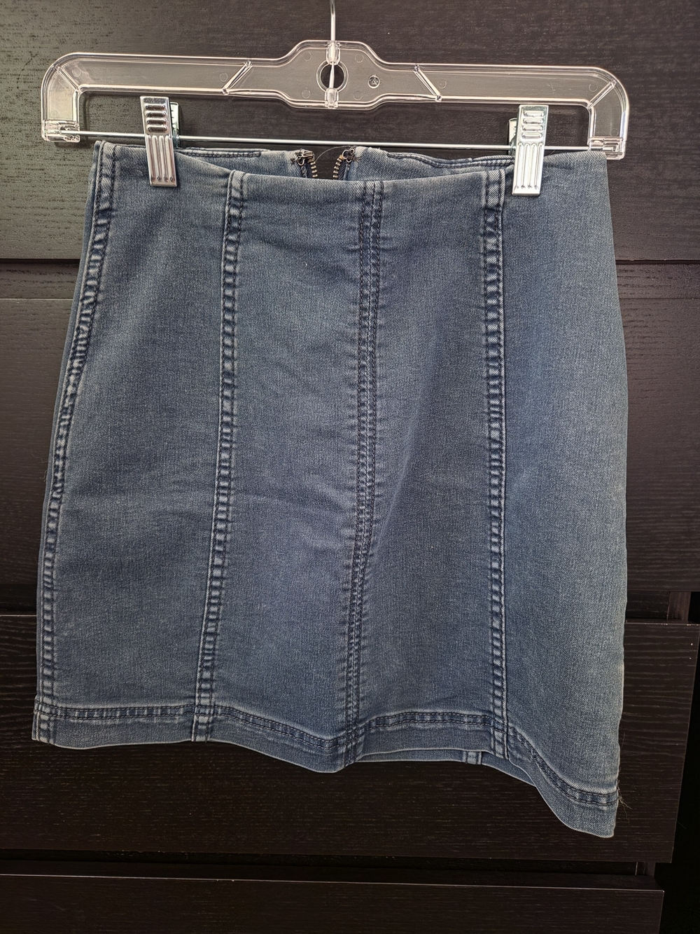Free People Blue Paneled Denim Mini Skirt